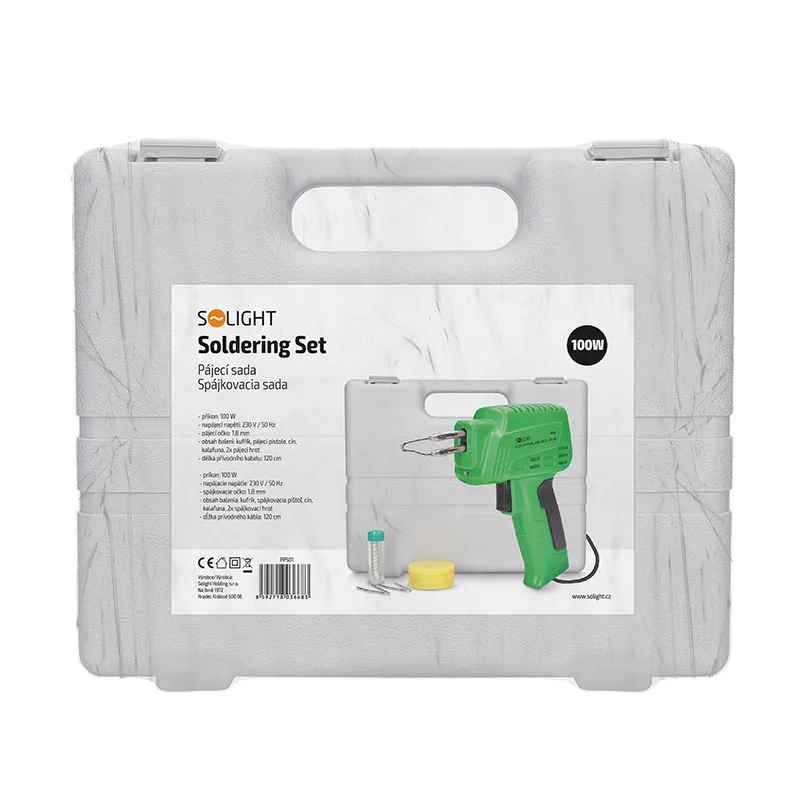 Solight Holding s.r.o. Pištoľ spájkovacia 100W sada PPS01