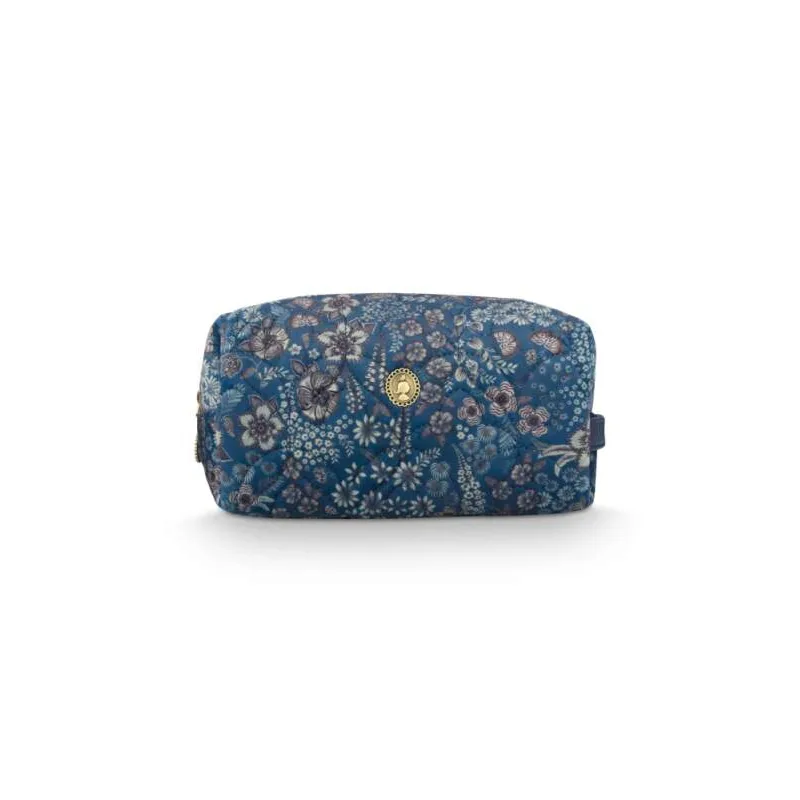 Pip Studio sametová kosmetická taška Coco Quilted Daisy Dreams, modrá