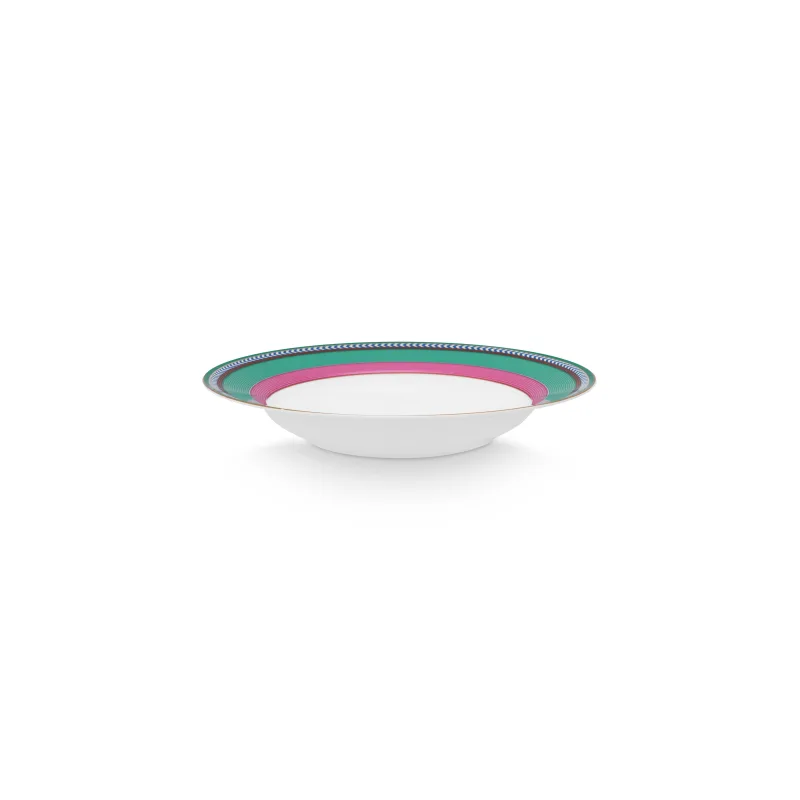 Pip Studio Pip Chique Stripes hluboký talíř ∅23,5cm, růžovo-zelený