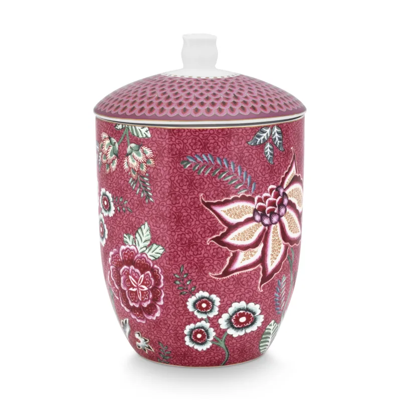 Pip Studio Flower Festival dóza 1,5l, tmavě růžová