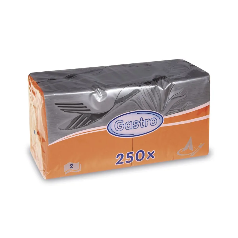 Ubrousky 2-vrstvé 24 x 24 cm oranžové [250 ks] (85915)