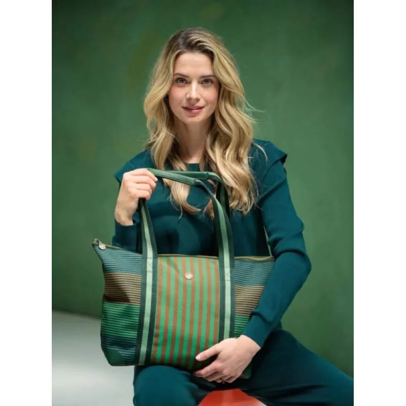 Pip Studio Tilda Stripe Plážová taška, zelená