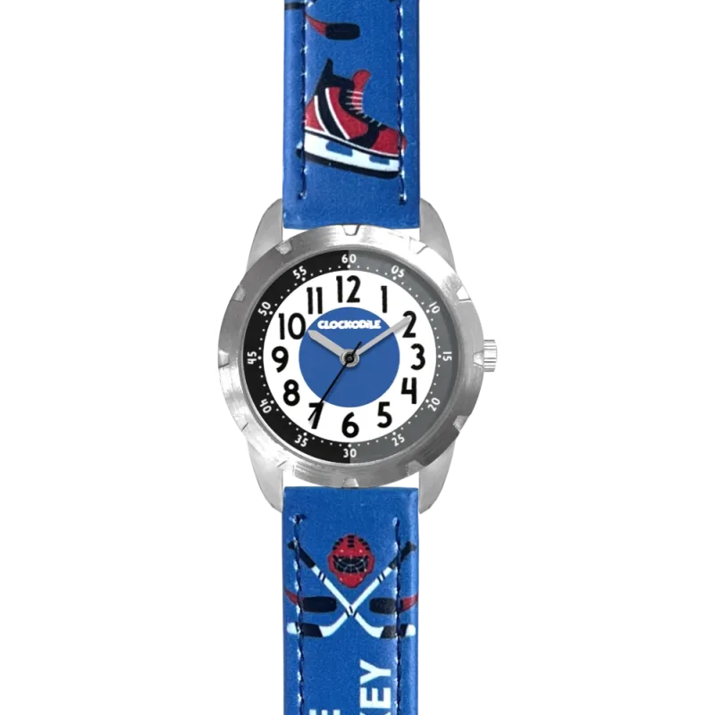 CLOCKODILE Dětské svítící modré chlapecké hodinky HOKEJ CWB0111