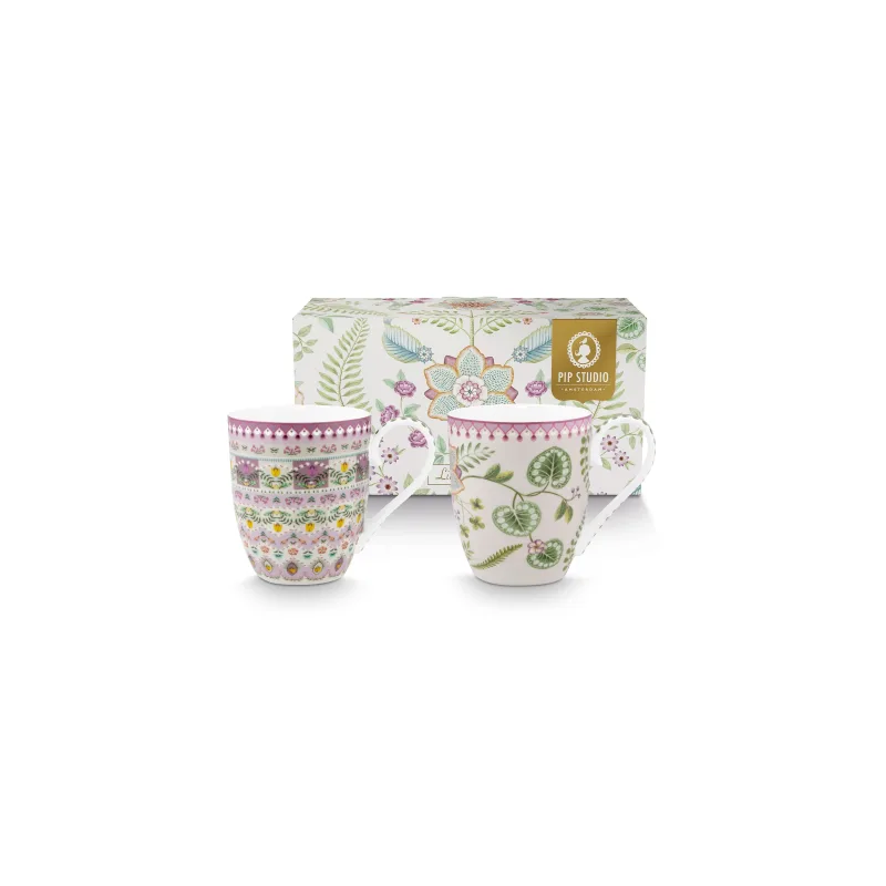 Pip Studio Lily & Lotus sada 2 hrnků 440ml, lila