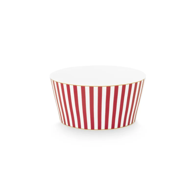 Pip Studio Royal stripes miska Ø12cm, bílo-tmavě růžová