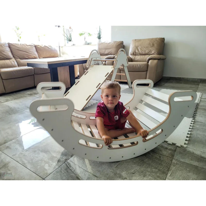 DAPAL Montessori Drevená hojdačka – XL 110 x 500 x 46 cm biela
