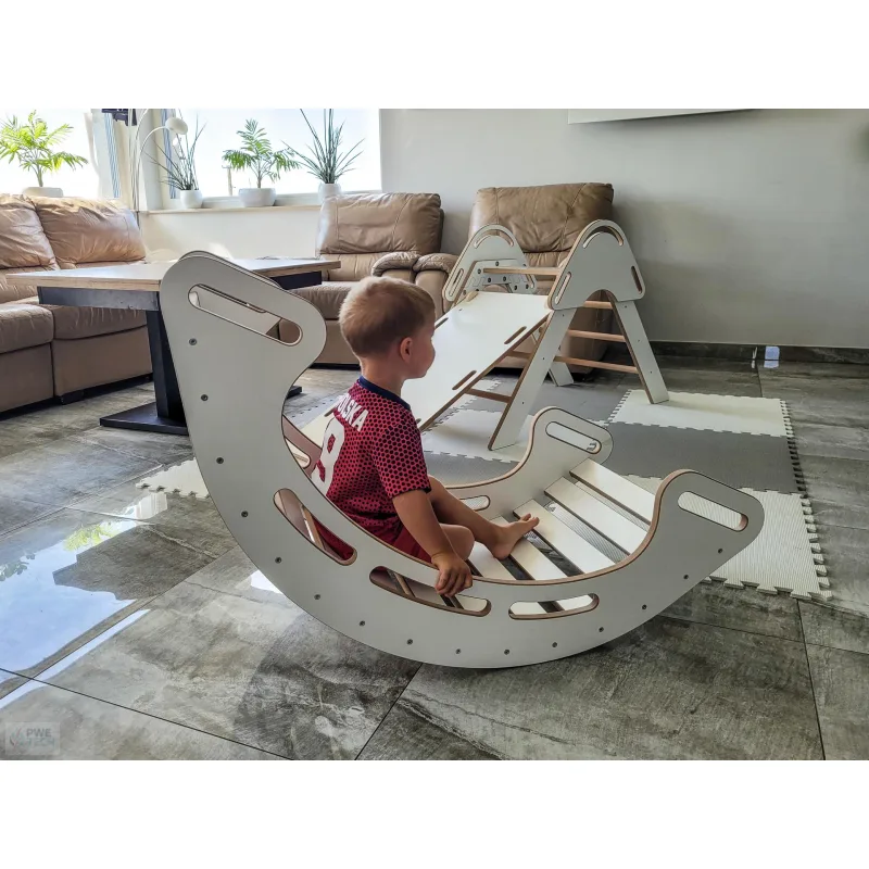 DAPAL Montessori Drevená hojdačka – XL 110 x 500 x 46 cm biela