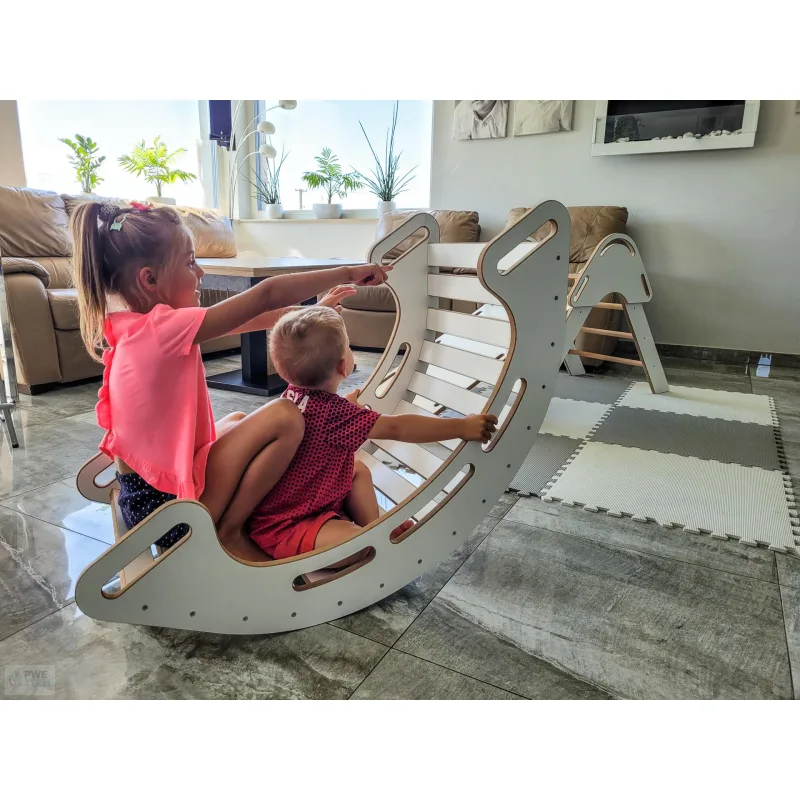 DAPAL Montessori Drevená hojdačka – XL 110 x 500 x 46 cm biela