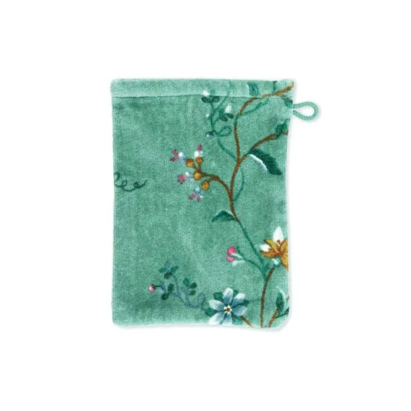 Pip Studio Les Fleurs bavlněná froté žínka zelená 16x22 cm