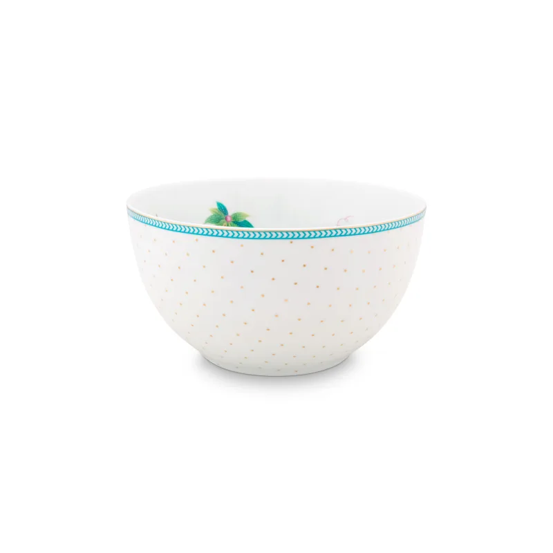Pip Studio Jolie flowers dots gold miska ∅15cm, bílá