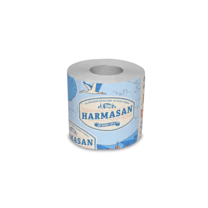 NEPOSÍLÁME - Toaletní papír 1-vrstvý "Harmasan" Mýval 400 útržků, návin 50 m, natural [1 ks] (H4100) Pouze vlastní odvoz nebo rozvoz Náchod a okolí do