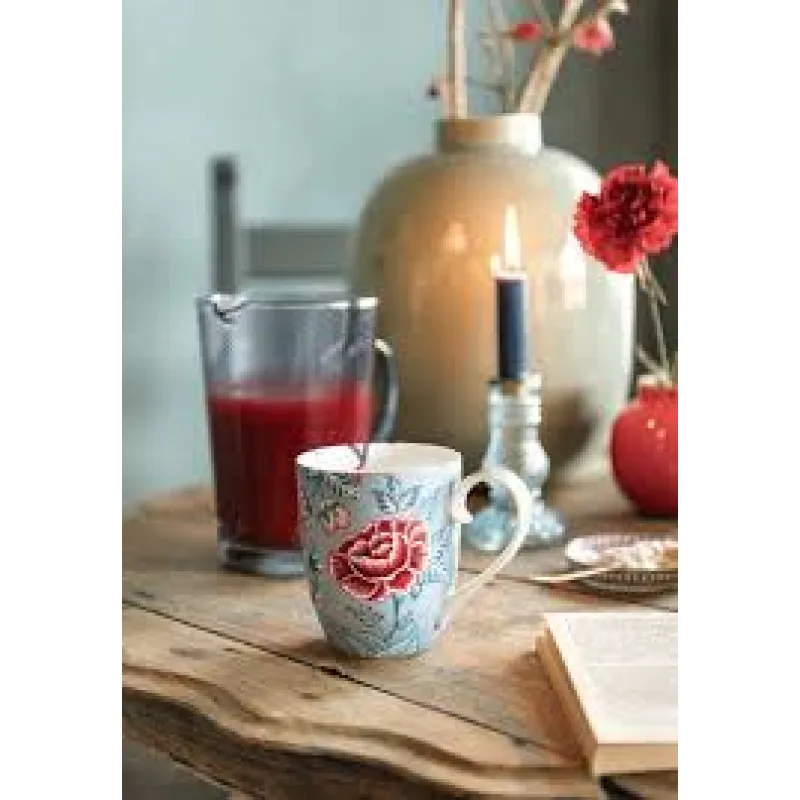 Pip Studio Flower Festival sada 2 hrnků 440ml, modrá