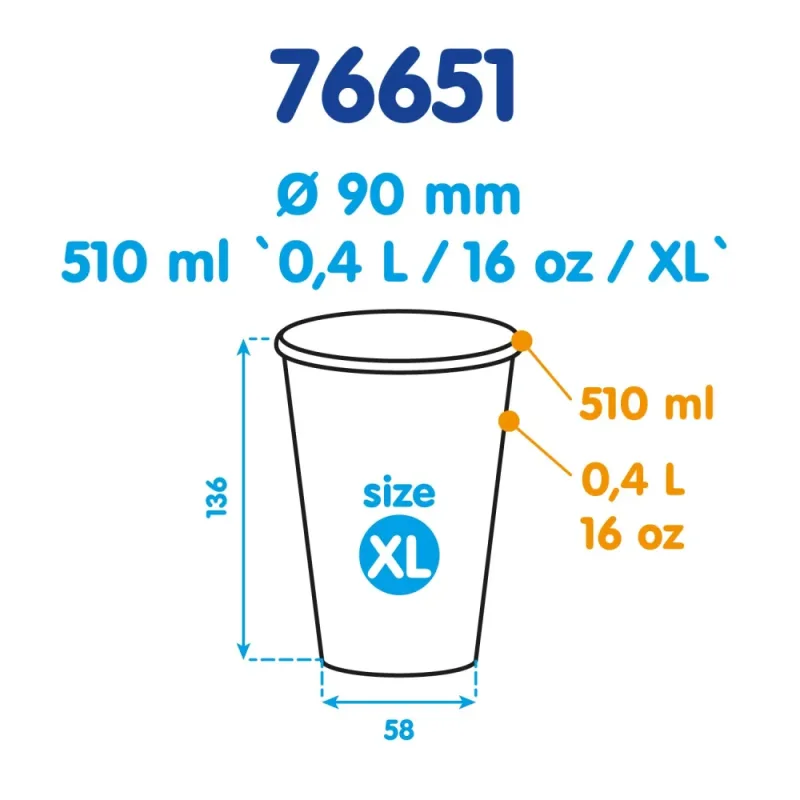 Papírový kelímek "Coffee to go" 510 ml, XL (Ø 90 mm) [50 ks] (76651)