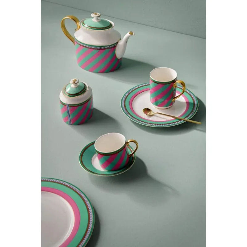 Pip Studio Pip Chique Stripes cukřenka 550ml, růžovo-zelená