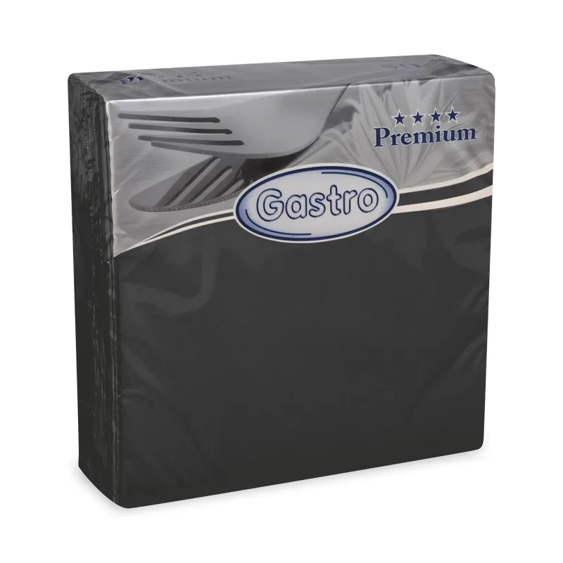 Ubrousky PREMIUM z netkané textilie černé 40 x 40 cm [50 ks] (89119)