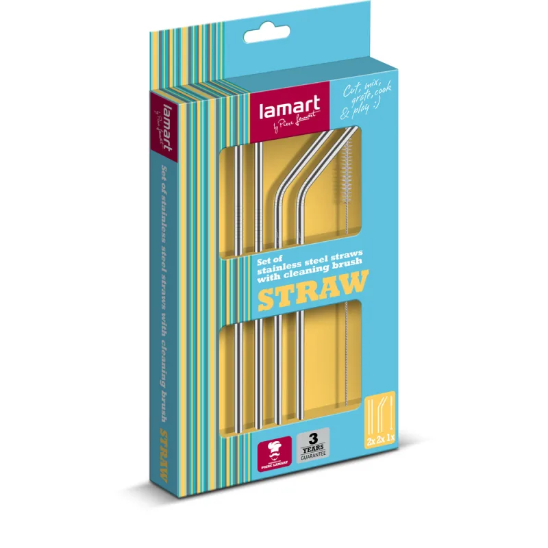 LT7052 SLÁMKY (BRČKA) NEREZ SET 5KS STRAW LAMART - 8C, P10N