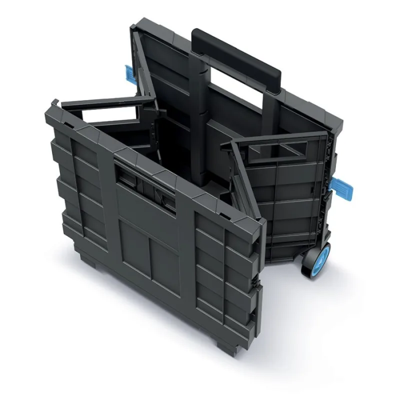 Kistenberg Skladacia prepravka bednička s rúčkou a kolieskami CART T modrá 39,6x37x100,8cm KCT4040-2717C