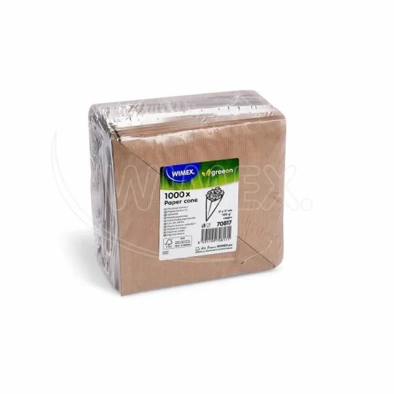 Papírový kornout,kraft, vázaný (PAP)(FSC Mix) 17x17 cm , 100g (70817.1 - 10D,P12) 100ks