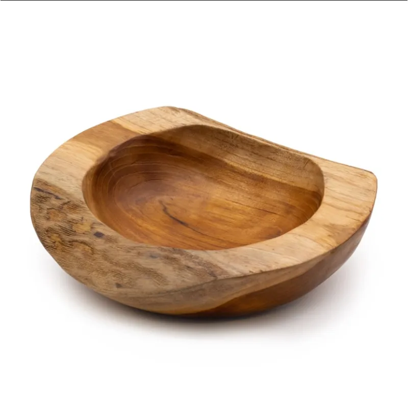 Veľká Miska z Teakového Dreva v Prírodnom Tvare - 25x7cm