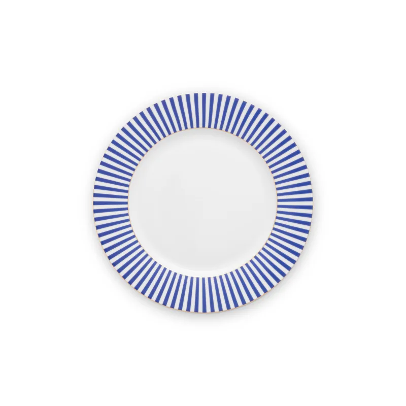 Pip Studio Royal stripes talíř ∅26,5cm, bílo-modrý