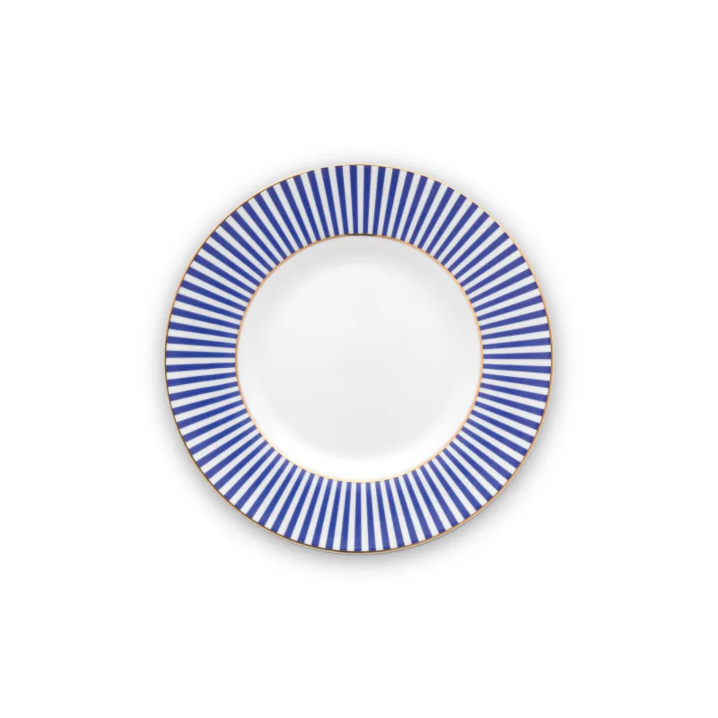 Pip Studio Royal stripes talíř ∅17 cm, bílo-modrý
