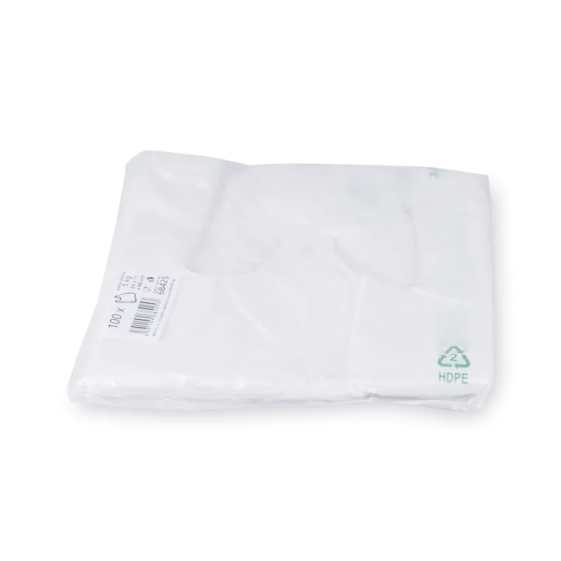 Tašky 5 kg (HDPE) bílé 24+11 x 46 cm -extra silné- [100 ks] (68425-10A)