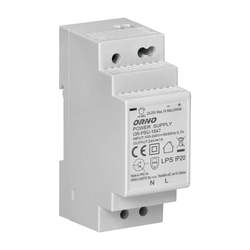 ORNO Napájací zdroj na DIN lištu 24VDC, 1A, 24W,, 2 moduly