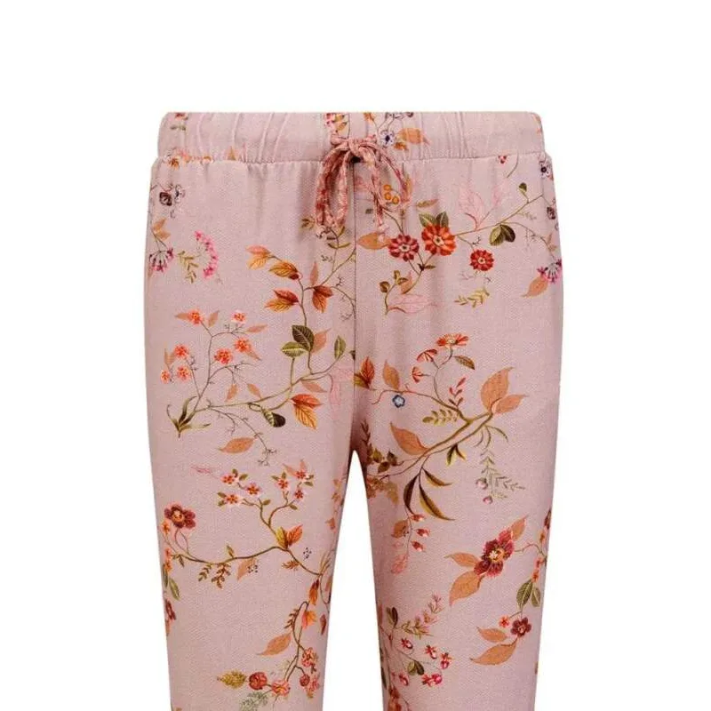 Pip Studio Bobien dlouhé kalhoty Kawai Flower Light Pink, růžové