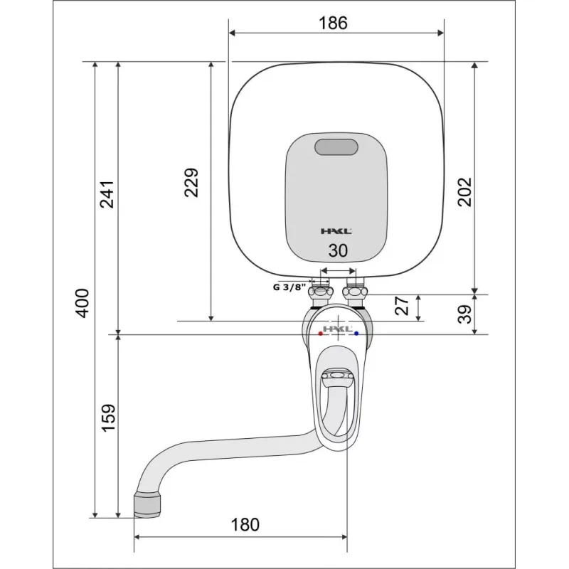 HAKL PL SET 4,5kW ohrievač vody s drezovou pákovou batériou 18cm IconicLine HA20PLSET145