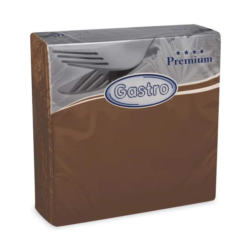 Ubrousky PREMIUM z netkané textilie hnědé 40 x 40 cm [50 ks] (89121 - E12N)