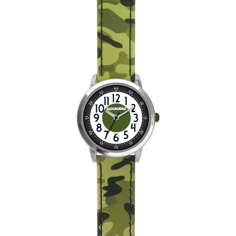 CLOCKODILE Svítící zelené dětské hodinky ARMY s maskáčovým vzorem CWB0031