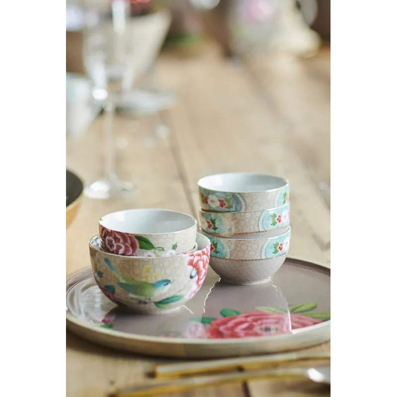 Pip Studio Blushing Birds miska Ø12cm, khaki
