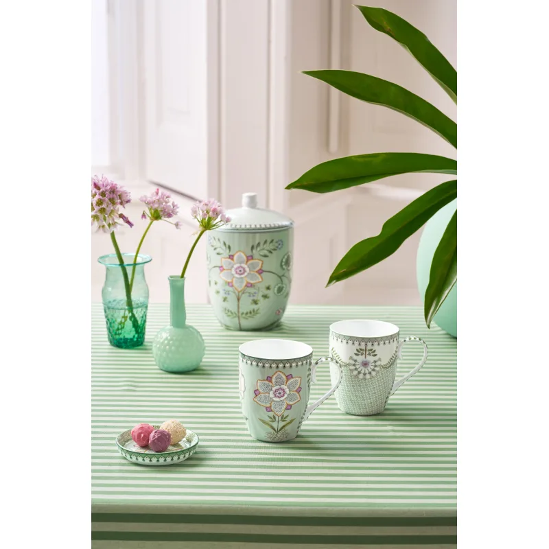 Pip Studio Lily & Lotus sada 2 hrnků 350ml, zelený