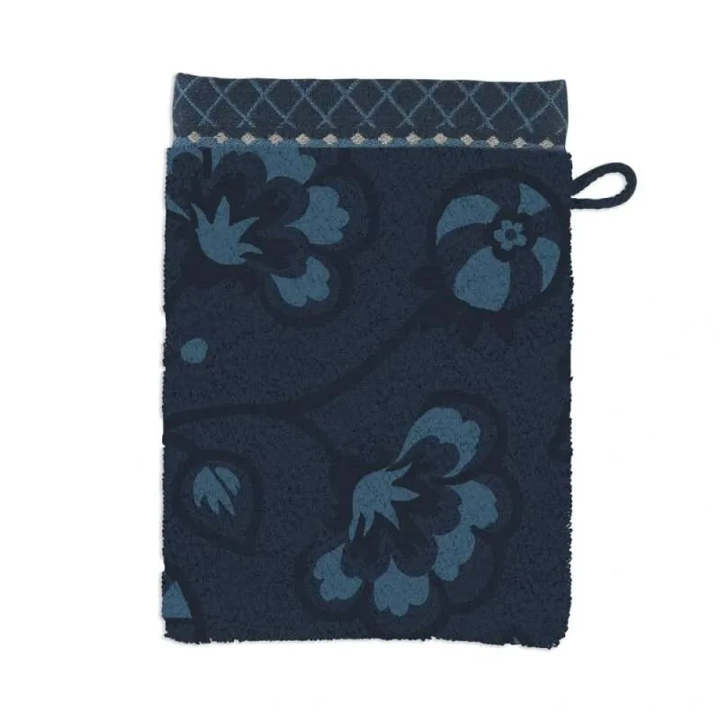 Pip Studio Jasmine Jacquard bavlněná froté žínka tmavě modrá 16x22 cm