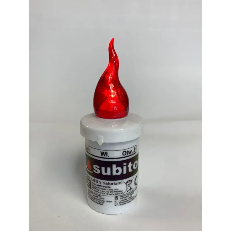 LED hřbitovní svíčka červená s bateriemi, 11,3x 4,3 cm [1 ks] (BEL) - CH6C