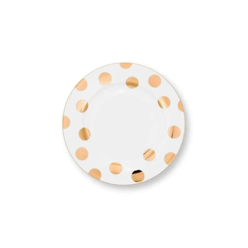 Pip Studio Dot Delight sada 2 ks talířů Ø26,5 cm, bílo-zlatý