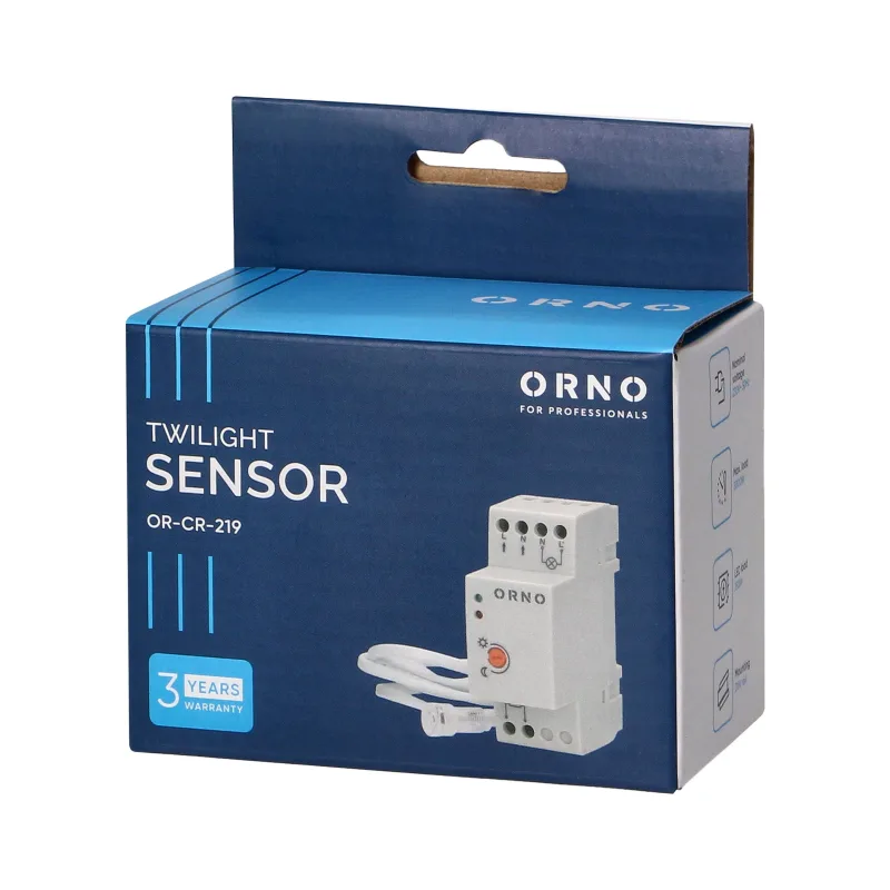 ORNO Súmrakový spínač na DIN lištu s externým čidlom 1m, 3000W IP20/IP65