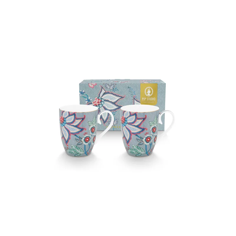 Pip Studio Flower Festival sada 2 hrnků 350ml, modrá