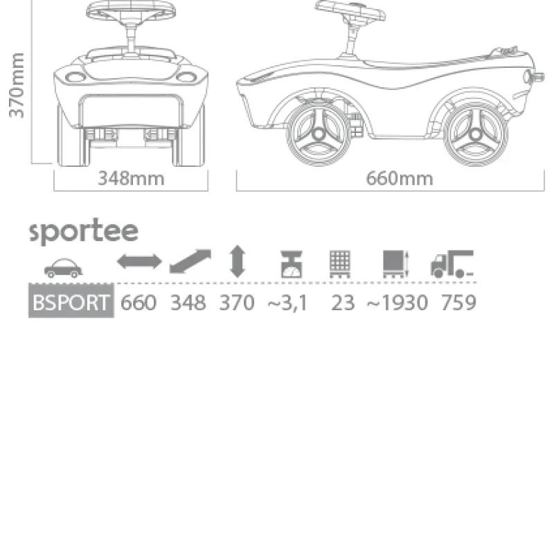Brumee Detské Odrážadlo športové autíčko SPORTEE červené BSPORT-1788C