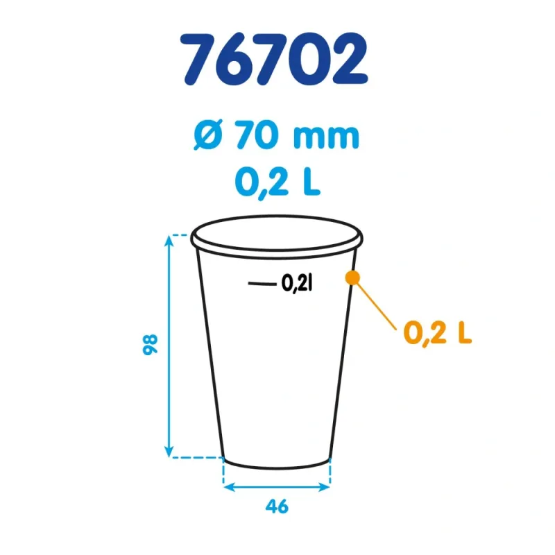 Papírový kelímek s cejchem bílý 200 ml, (Ø 70 mm) [50 ks] (76702-11N)