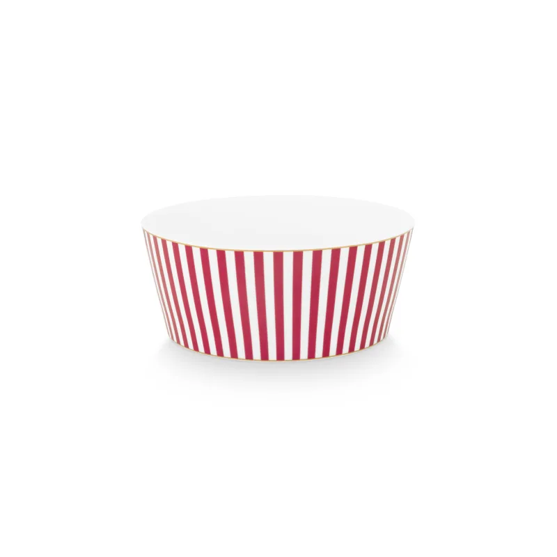 Pip Studio Royal stripes miska Ø15cm, bílo-tmavě růžová
