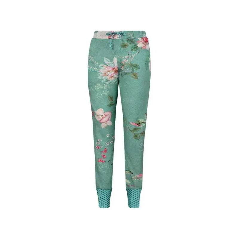 Pip Studio Bobien dlouhé kalhoty Tokyo Bouquet Green, zelené