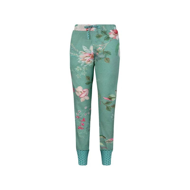 Pip Studio Bobien dlouhé kalhoty Tokyo Bouquet Green, zelené
