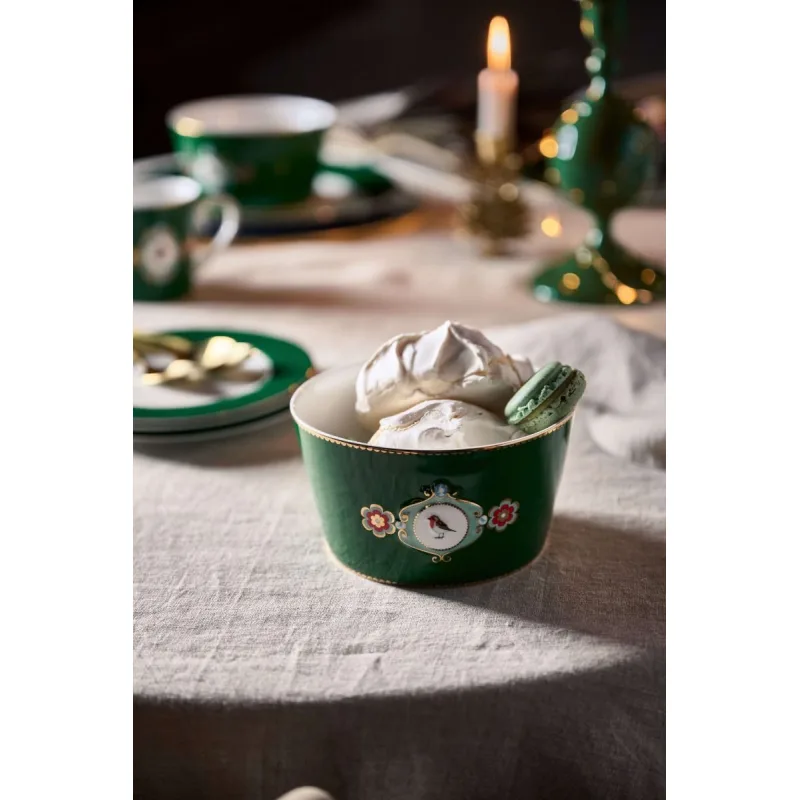 Pip Studio Love Birds miska Ø 15cm, tmavě zelená