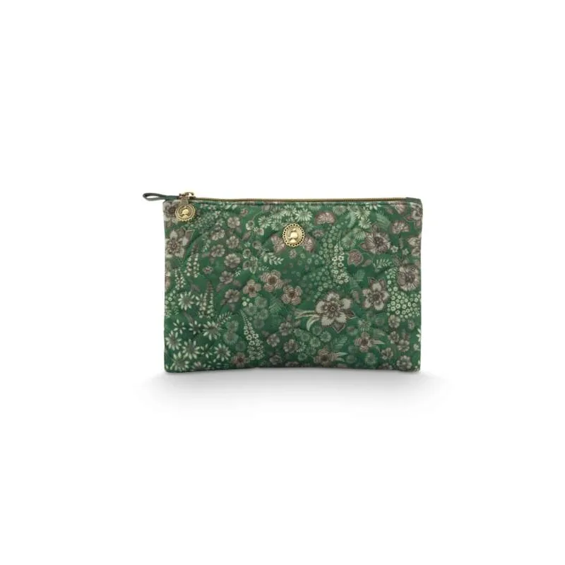 Pip Studio sametové ploché pouzdro Charly Quilted Daisy Dream, zelený