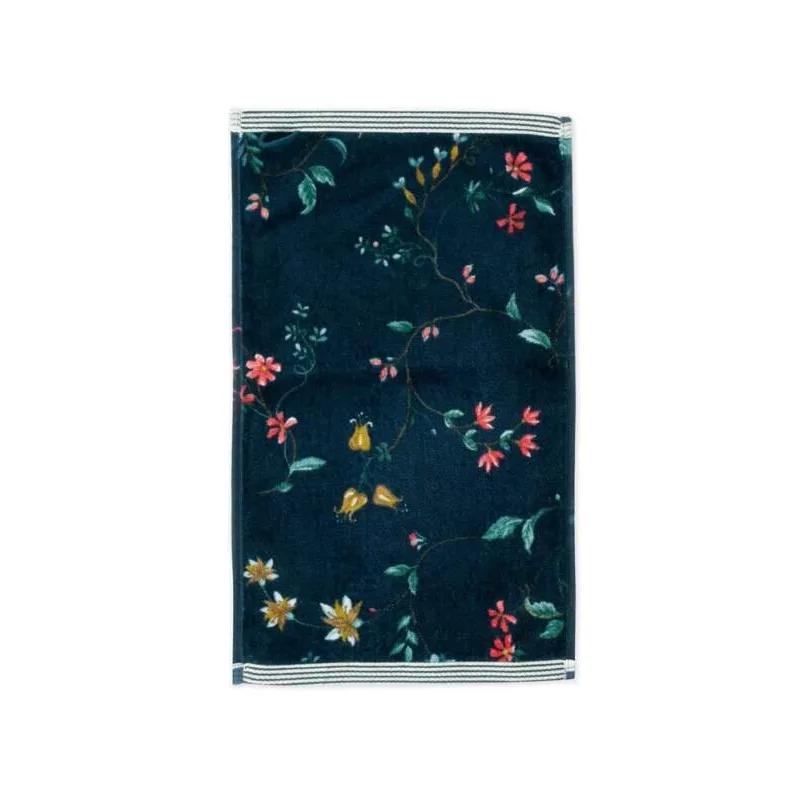 Pip Studio bavlněný froté ručník na ruce Les Fleurs tmavě modrý 30x50 cm