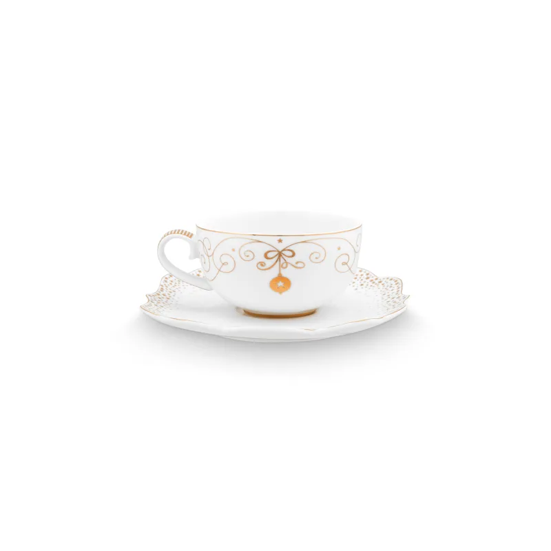 Pip Studio Royal Winter cappuccino šálek s podšálkem 210ml, bílý
