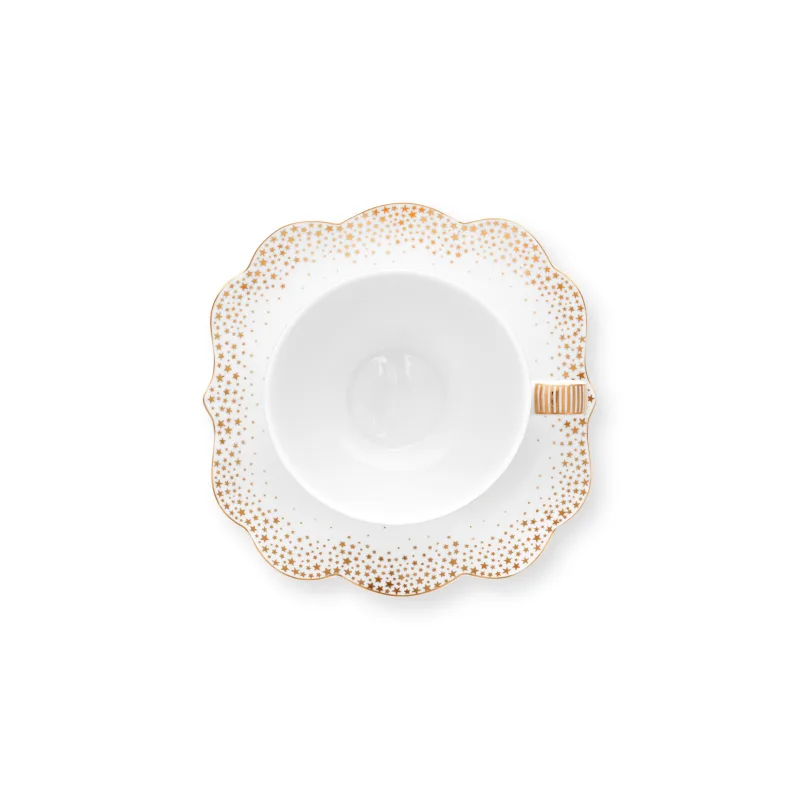 Pip Studio Royal Winter cappuccino šálek s podšálkem 210ml, bílý