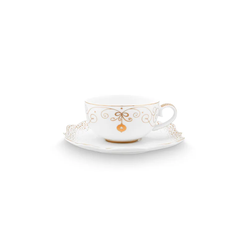 Pip Studio Royal Winter cappuccino šálek s podšálkem 210ml, bílý