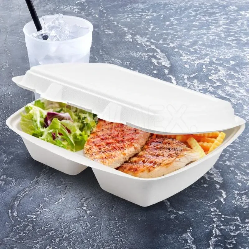 Menu boxy (cukrová třtina) 2-dílné 241 x 202 x 70 mm 1000ml [50 ks](45612)